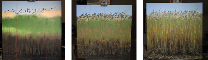 three stages of paint layering Image