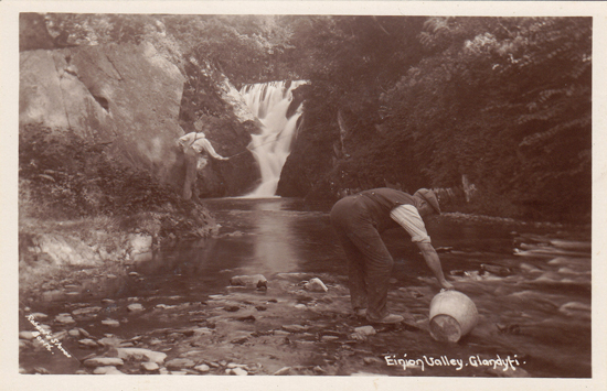 Photo card by Howard Lloyd Roberts, local artist, cartoonist and art master at Machynlleth. Courtesy William Troughton, NLW. Image